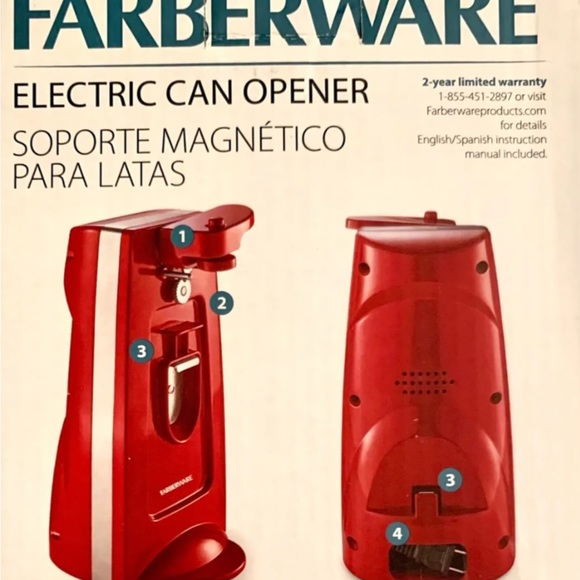 Farberware Electric Can Opener Red 70W 120 V. - Picture 1 of 4